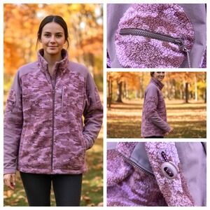 Outdoor Voices Jacket PrimoFleece Full Zip Camo Purple‎ Large Rec Oversized Cozy
